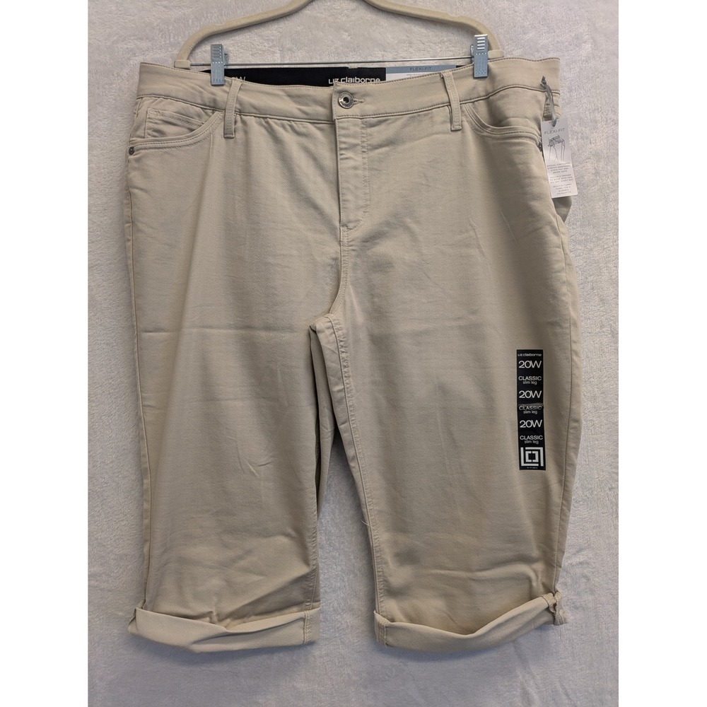 Liz Claiborne Woman 20W Beige Classic Fit Flexi-Fit Crop Capri Pants